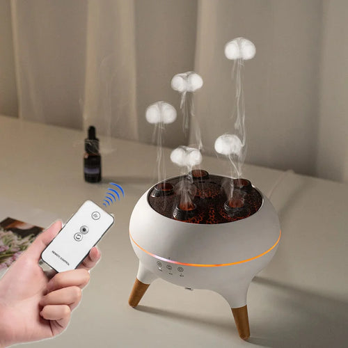 Jellyfish mist humidifier with colorful LED smoke rings